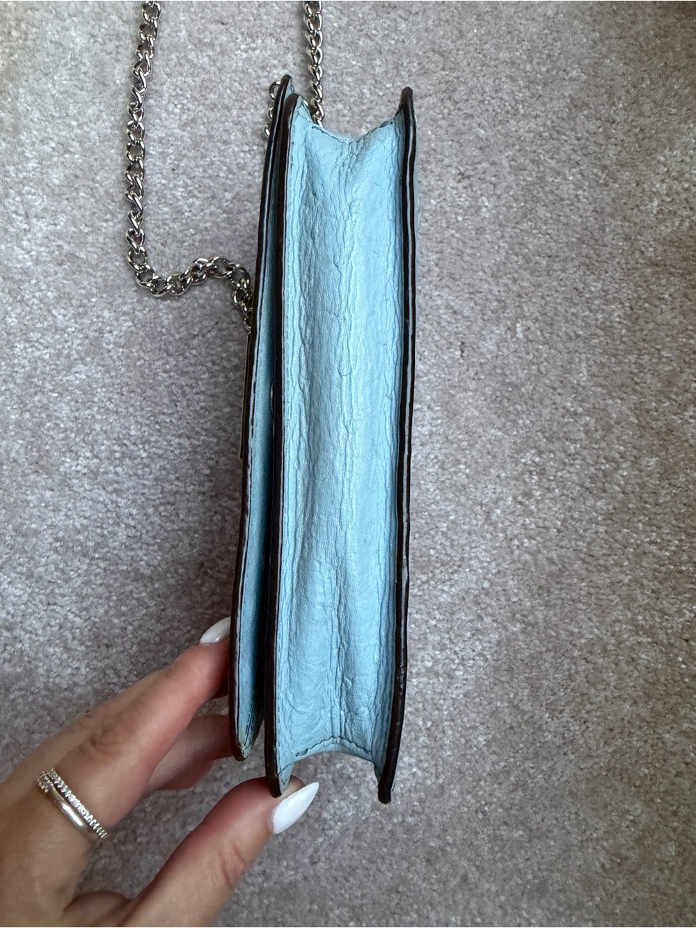 kate spade Light Blue Ostrich-Texture Leather Crossbody Wallet Clutch - Picture 3 of 9